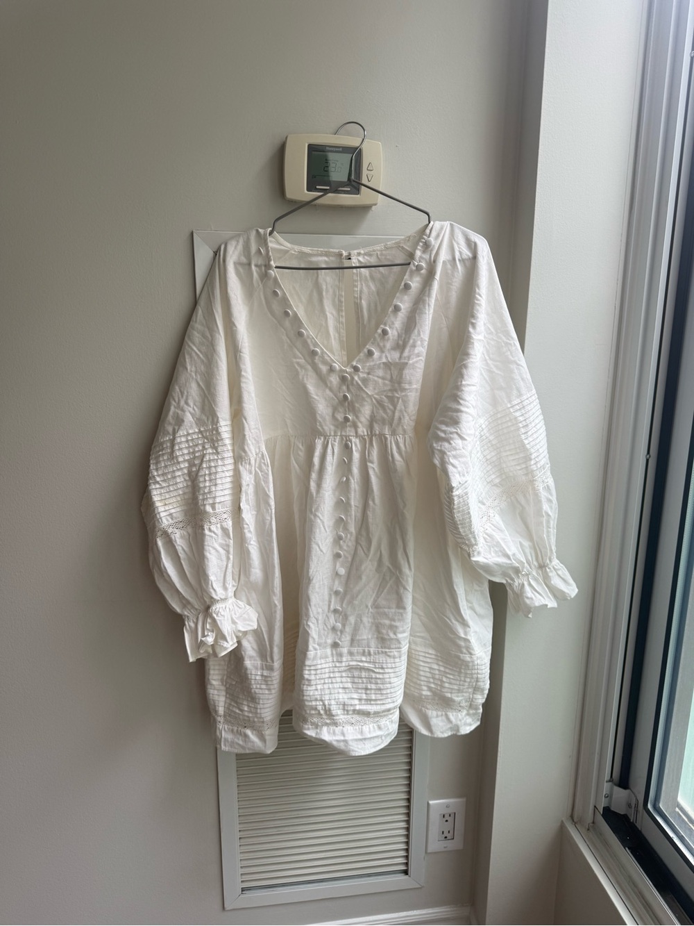 White V-Neck Button-Front Women's Tunic Top